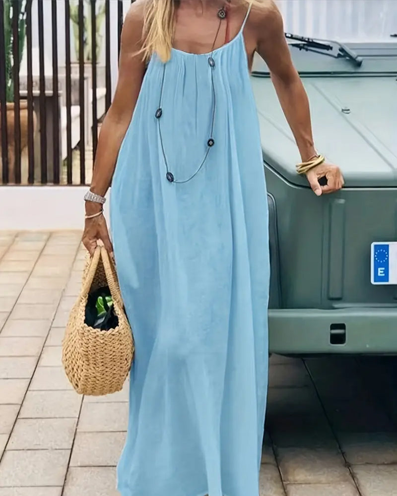 💃LAATSTE DAG UITVERKOOP 50% KORTING!!✨Damesjurk in effen kleur, elegante mouwloze lange jurk voor de zomer, damesnachtkleding voor binnenshuis.💕