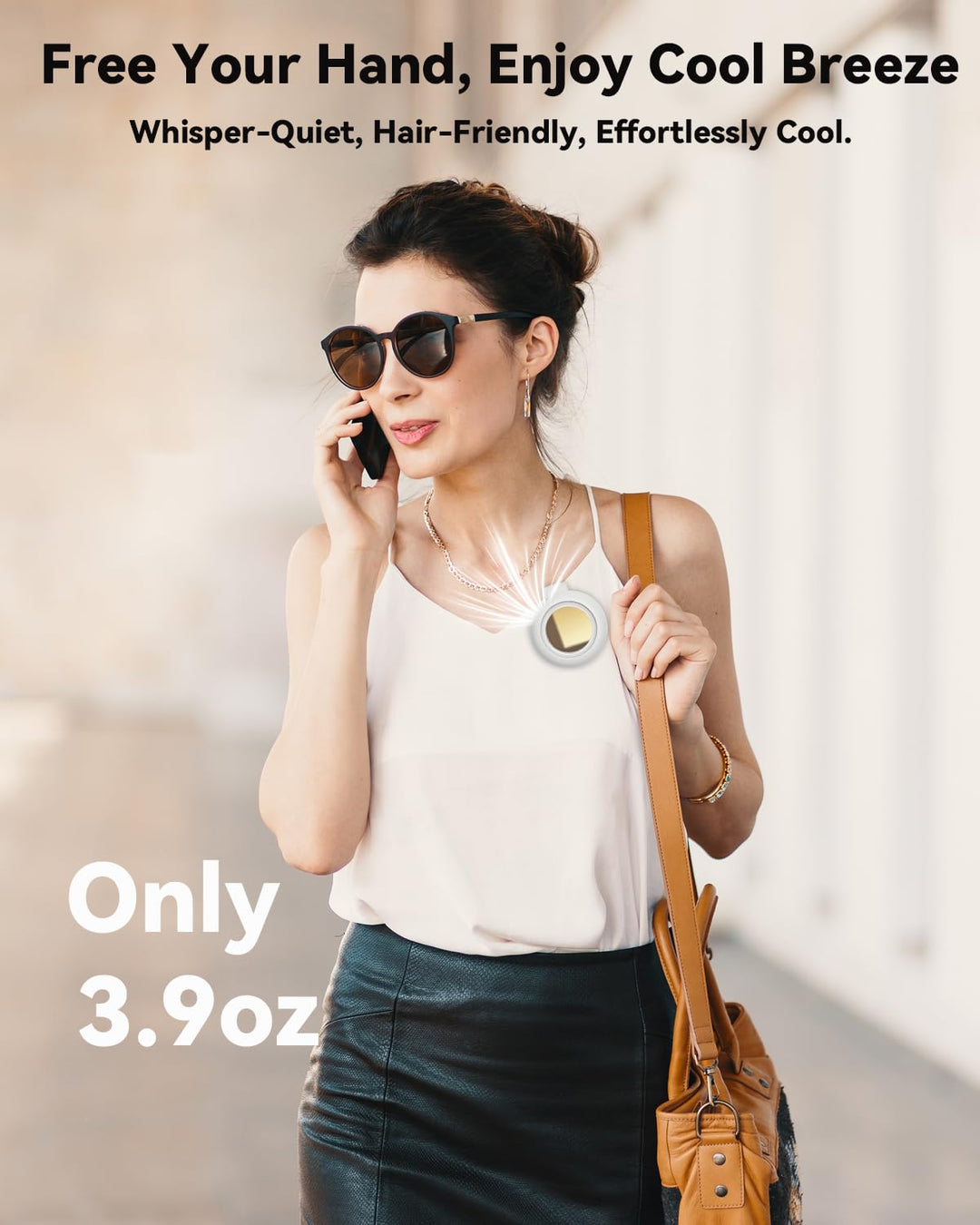 Mini Bladeless Fan. Portable, rechargeable, and silent. Features 3 adjustable speeds, a rotating body, and versatile use as a handheld, waist-mounted, or phone cooling fan. Ideal for outdoor travel,Perfect Gift