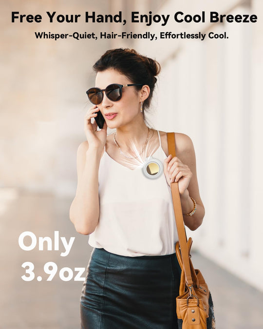 Mini Bladeless Fan. Portable, rechargeable, and silent. Features 3 adjustable speeds, a rotating body, and versatile use as a handheld, waist-mounted, or phone cooling fan. Ideal for outdoor travel,Perfect Gift