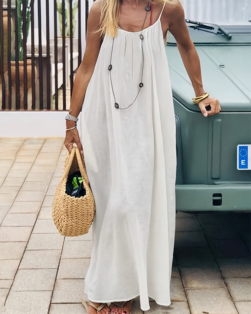 💃LAATSTE DAG UITVERKOOP 50% KORTING!!✨Damesjurk in effen kleur, elegante mouwloze lange jurk voor de zomer, damesnachtkleding voor binnenshuis.💕