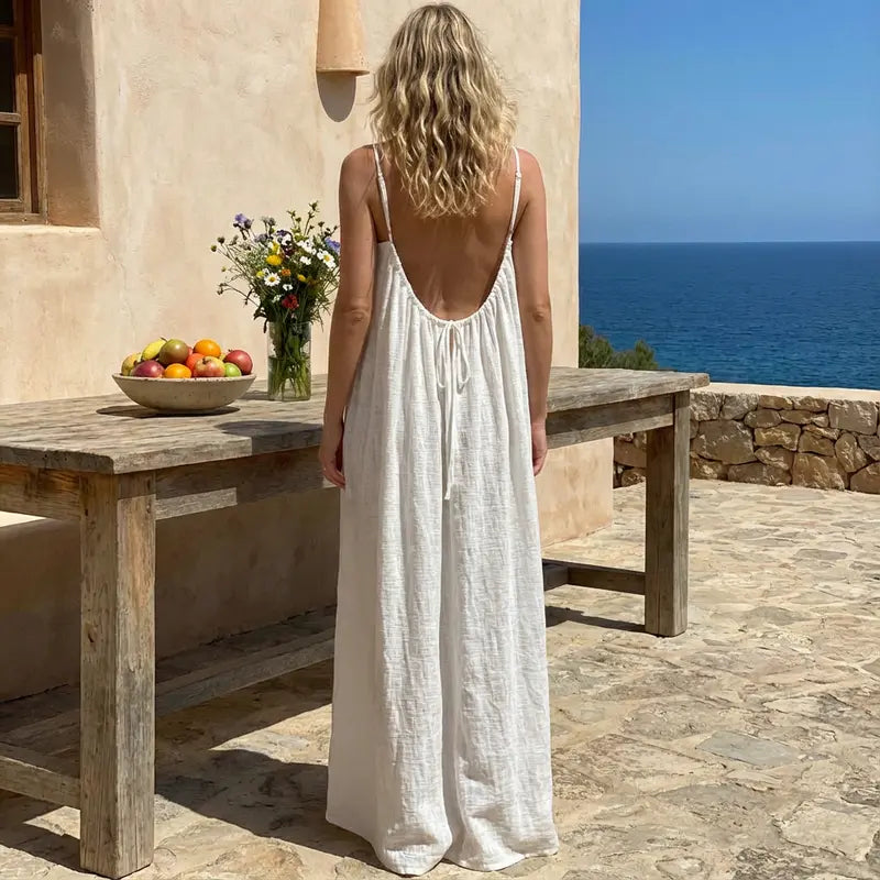 💃LAATSTE DAG UITVERKOOP 50% KORTING!!✨Damesjurk in effen kleur, elegante mouwloze lange jurk voor de zomer, damesnachtkleding voor binnenshuis.💕