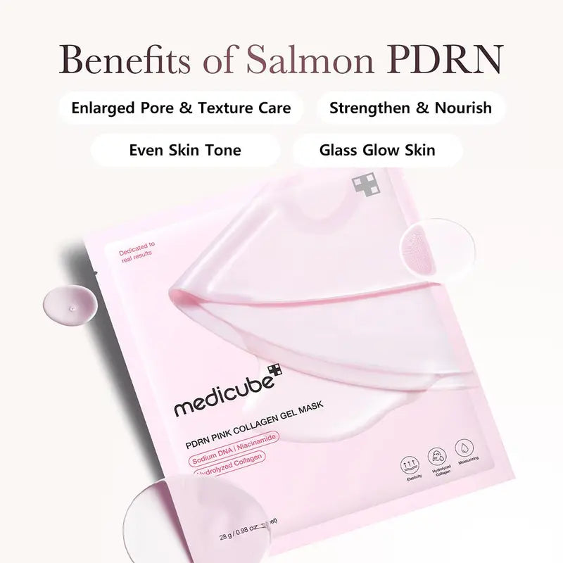 [medicube Official Shop] PDRN Pink Collagen Gel Mask (4 sheets) | Salmon DNA, Color Changing, Pink Glow, Collagen, Facial Mask, Korean Skincare