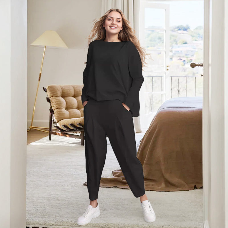 ❤️‍🔥Opruiming - 50% KORTING🤍Set van 2 tops met ronde hals en lange mouwen en broek