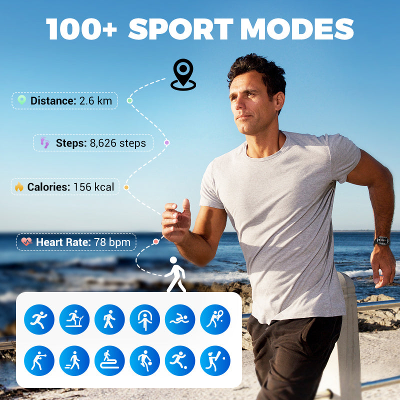 📣💧Compagno ideale per l'impermeabilizzazione all'aperto⌚ Smartwatch robusto per esterni - Oltre 100 modalità sportive