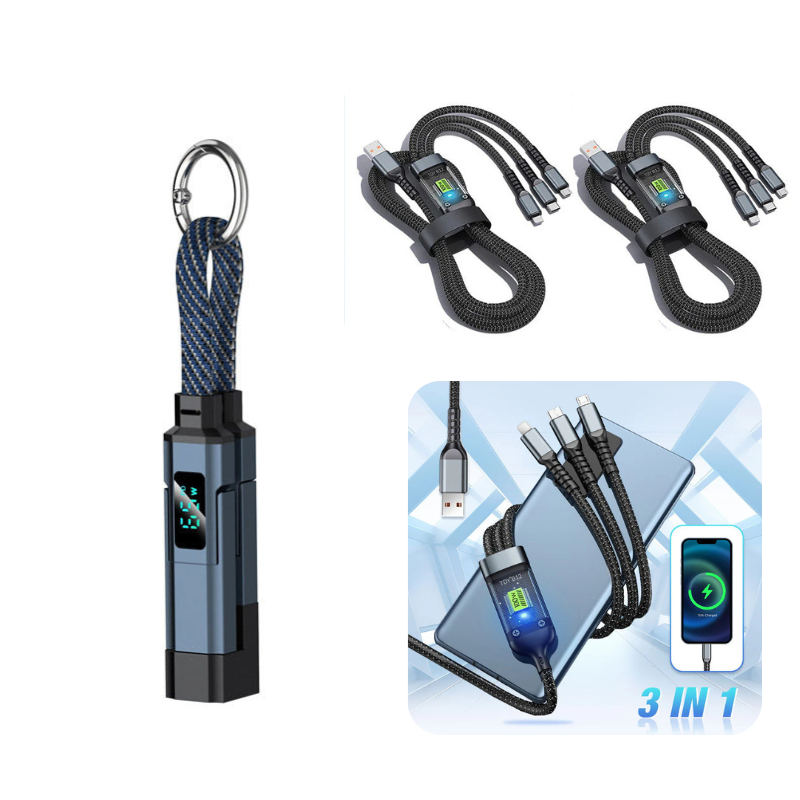 🔥Portachiavi con display digitale 4 in 1 e cavo di ricarica
