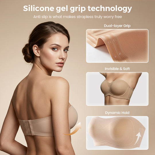 💞Reggiseno senza spalline da donna, reggiseno push-up a fascia, antiscivolo, senza ferretto, imbottito, comodo, senza cuciture, a tubo, in gel.