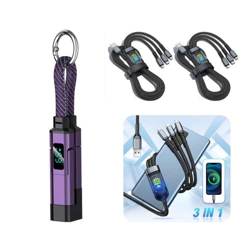 🔥Portachiavi con display digitale 4 in 1 e cavo di ricarica