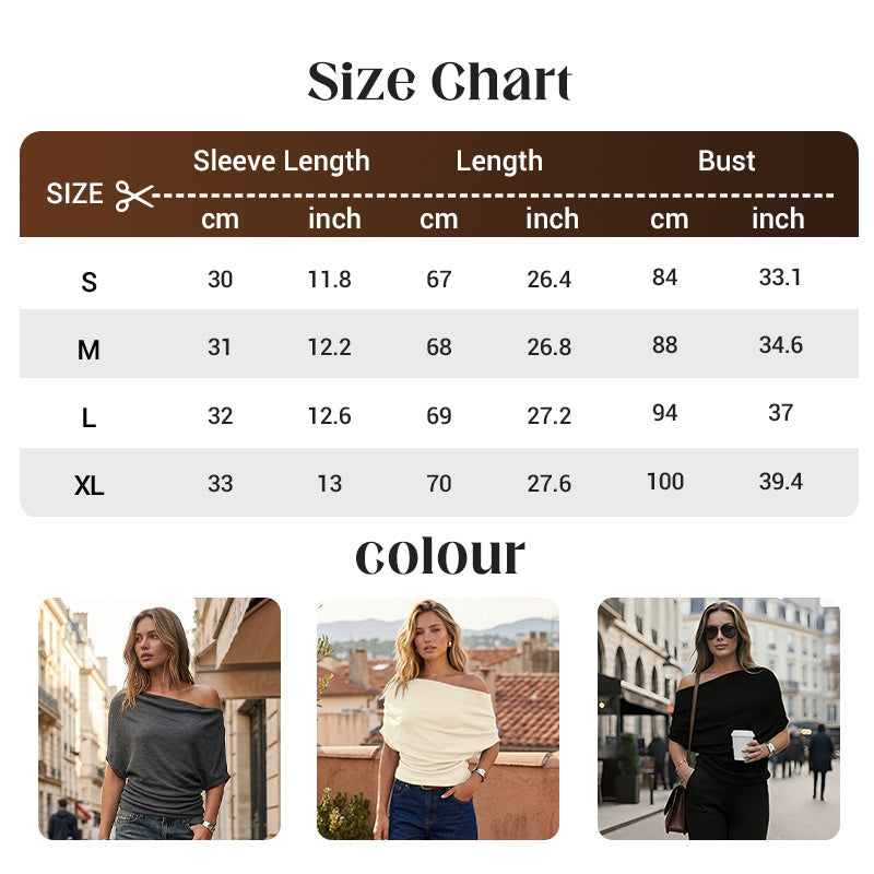 ⏳Limited-time 49% off⏰Women's Asymmetrical Off-Shoulder Batwing Sleeve Top👚