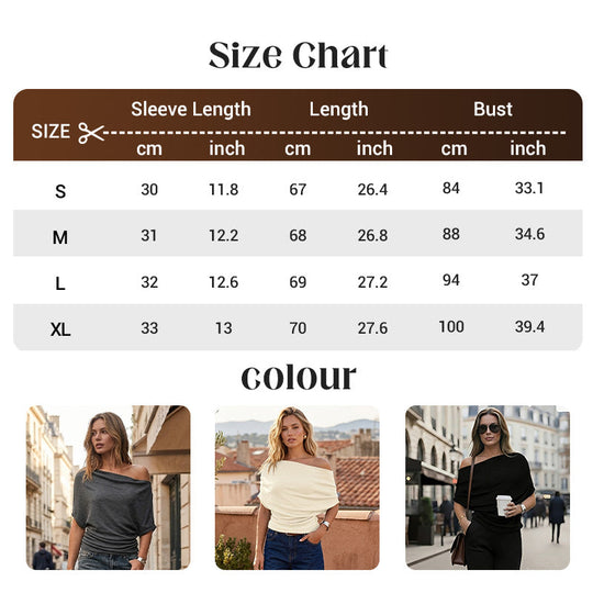⏳Limited-time 49% off⏰Women's Asymmetrical Off-Shoulder Batwing Sleeve Top👚