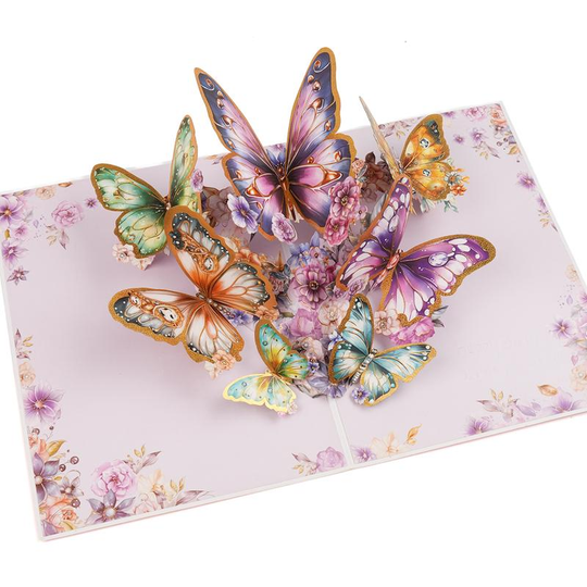 【Kreativ present】 3D Pop Up Butterfly Gratulationskort med kuvert, 2 Counts Creative Födelsedagskort, Uppskattningskort, Julhälsningskort, present till familjens vänner Lärare och fjärilsälskare