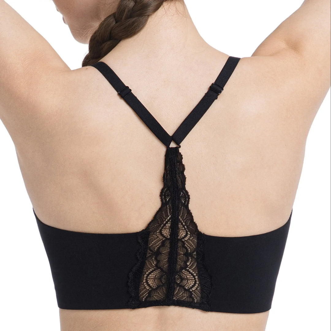 Lusait Lace Jelly Bra Bralettes for Women Pullover Bra Seamless Wireless Deep V Racerback Comfort Padded Everyday Tshirt Bra tiktokshopspringglowup summerwins,summerwins
