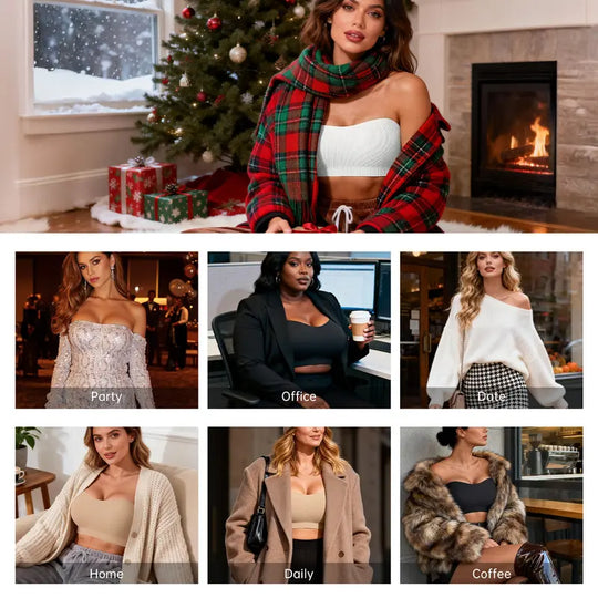 Vertvie｜ZOE Stay Put Bandeau Bra, Wireless Seamless Comfort Day