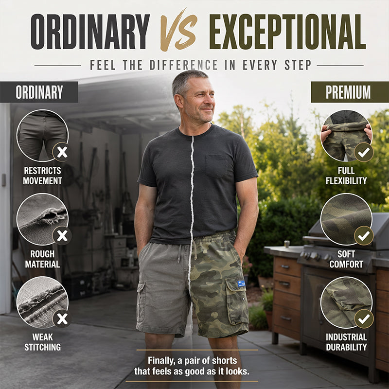 ✨ Men's Casual Relaxed Fit Cargo Shorts – Multi-Pockets, Breathable, Rugged 🌲