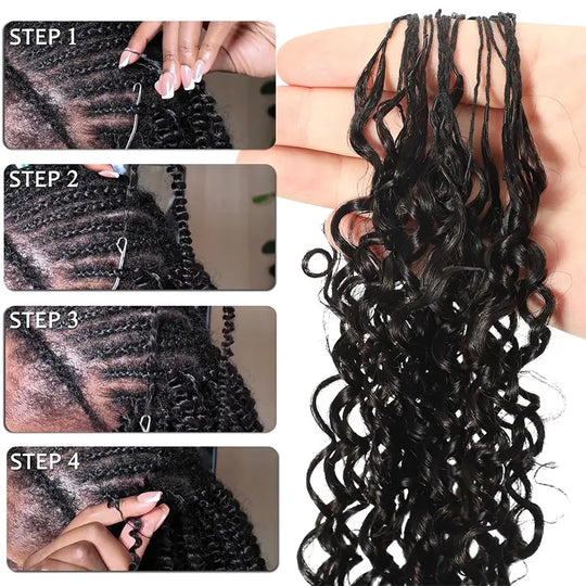 ISEE HAIR Echthaar-Häkelverlängerungen, Miracle Knots, vorgetrennt, 50 g/Packung – knotenlose Boho-Zöpfe, 4–5 Packungen für den ganzen Kopf, mehrere lockige & Wellentexturen