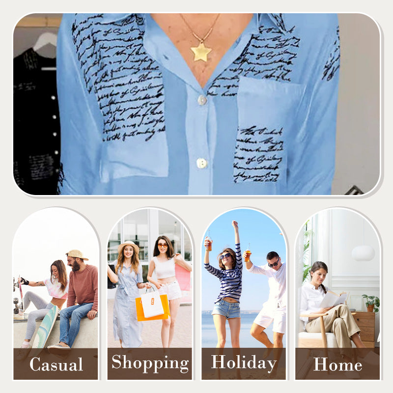 🌞Hot Sale 50% OFF🔥2026 New Hot Sale 💖 Letter Print Fashion Lapel Shirt
