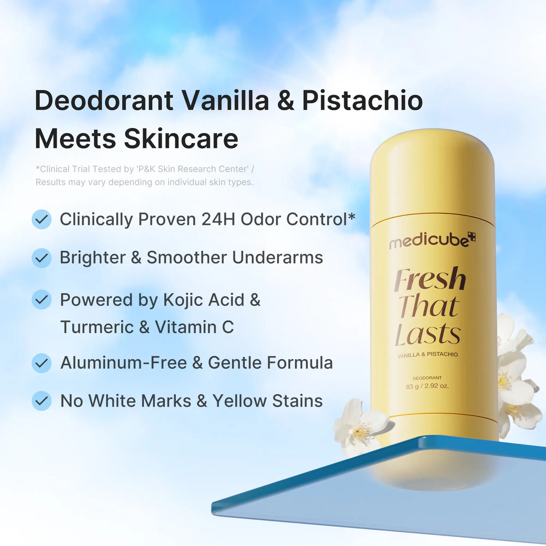 [NEW] [medicube] Deodorant Vanilla & Pistachio Fresh That Lasts | 24 Hour Odor Control, No Aluminum, Baking Soda, Parabens, Phthalates, Ethanol | Brightening & Smoothing for Dark Underarms with Koic Acid & Turmeric | Korean Skincare, K-Beauty