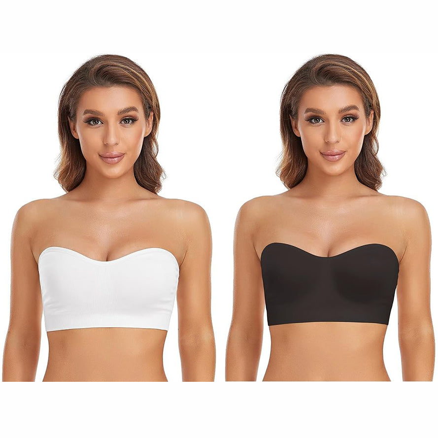 💟 BUY 1 GET 1 FREE🌷Lusait Strapless Bras for Women Non-Slip Silicone Padded Bandeau Bra Wireless Tube Top Bra DealsforYouDays summerwins