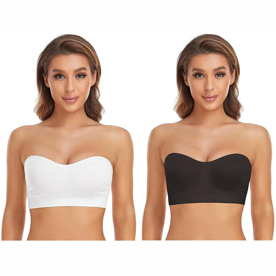 💟 BUY 1 GET 1 FREE🌷Lusait Strapless Bras for Women Non-Slip Silicone Padded Bandeau Bra Wireless Tube Top Bra DealsforYouDays summerwins