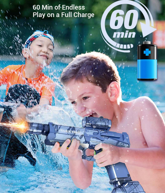 Ultimate Battle Water Gun Powerful Electric Water Gun, Water Blaster Automatic Squirt Gun with Glowing Muzzle 320cc High Capacity, Up to 32 FT Range, Outdoor Summer Party Toy OutdoorFun for Adults &Kids Toys