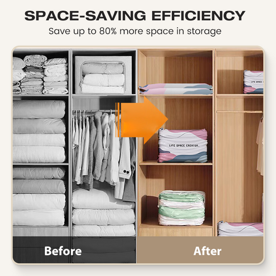 🧳No‑Pump Vacuum Storage Bags – Press & Seal, No Pump Needed. Saves 80% Space, Keeps Clothes Dry & Dust‑Free