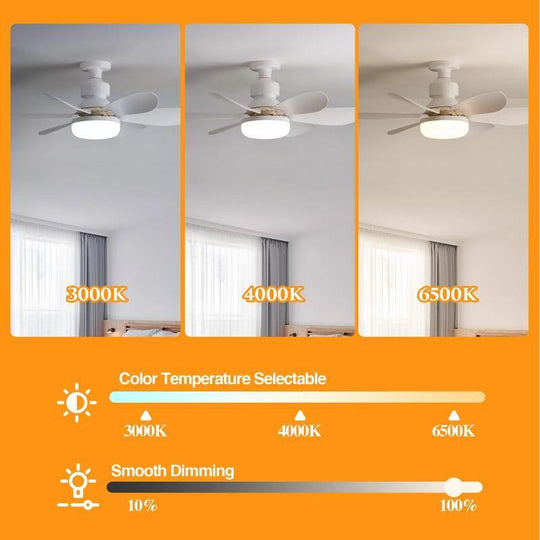 40W LED Ceiling Fan Light 20.5in with Remote Control - E27 & B22 Adapter | Quiet Fan Light for Bedroom, Kitchen, Garage