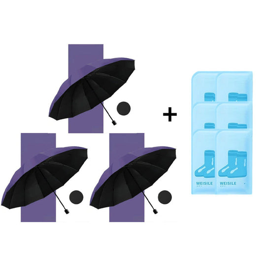 ⏳Aikarajoitettu 50%Alennus⏰12-ribinen suuri kokoontaitettava tuulenpitävä sateenvarjo🌂