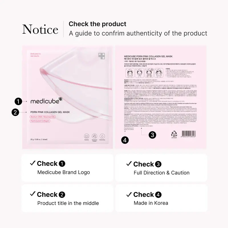 [medicube Official Shop] PDRN Pink Collagen Gel Mask (4 sheets) | Salmon DNA, Color Changing, Pink Glow, Collagen, Facial Mask, Korean Skincare