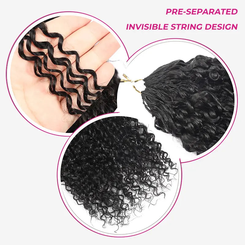 ISEE HAIR Echthaar-Häkelverlängerungen, Miracle Knots, vorgetrennt, 50 g/Packung – knotenlose Boho-Zöpfe, 4–5 Packungen für den ganzen Kopf, mehrere lockige & Wellentexturen