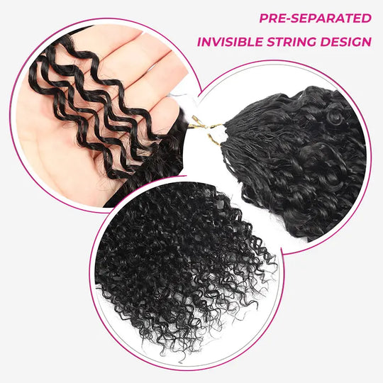 ISEE HAIR Echthaar-Häkelverlängerungen, Miracle Knots, vorgetrennt, 50 g/Packung – knotenlose Boho-Zöpfe, 4–5 Packungen für den ganzen Kopf, mehrere lockige & Wellentexturen