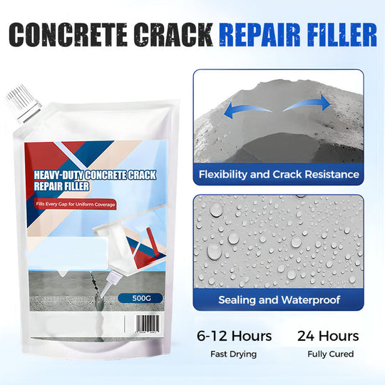 🛠️Limited Special Price 50% OFF! 🧱Extra-Strength New Formula Concrete Crack Repair Filler, Waterproof Heavy-Duty Crack Adhesive for Driveway, Patio & Wall Cracks