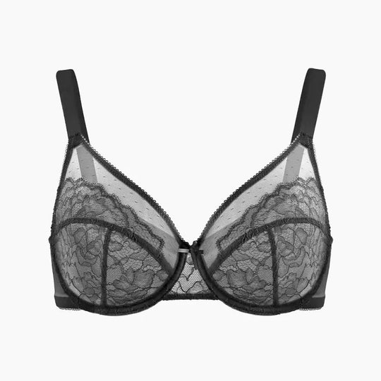 💜Enchante Blomsterblonder Plus Size Bøjle-BH Uforet Upolstret Minimizer Fulddækkende BH Dametøj Komfortabel Åndbar Mesh-Skål