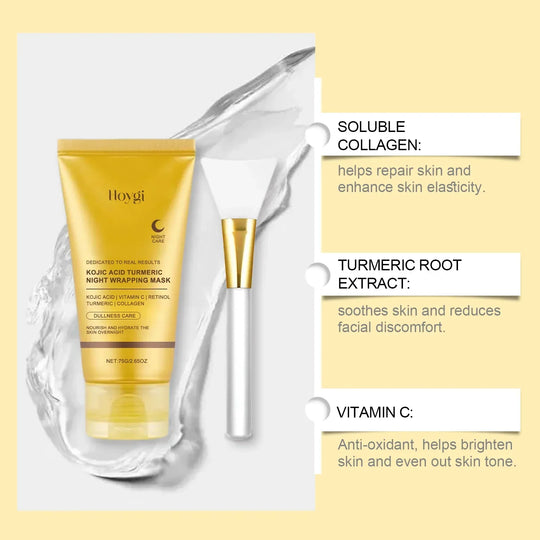[Medicubeofficial] Kojic Acid Gurmeric Night Wrapping Mask | Overnatt Wrapping Mask, Morning Shed, Gurkmeja, niacinamid, C -vitamin