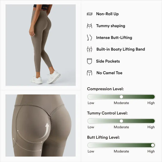 Halara UltraSculpt Højtaljede Scrunch Butt Lifting Mave Control Pocket Shaping Training Leggings