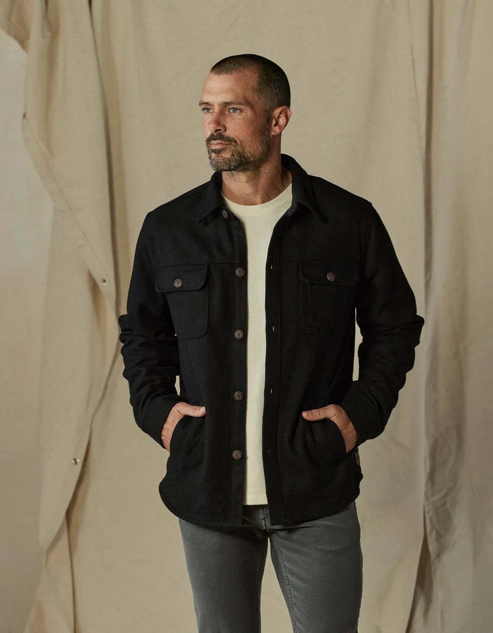 Flannel Lined Workwear Jacket in Navy Plaid