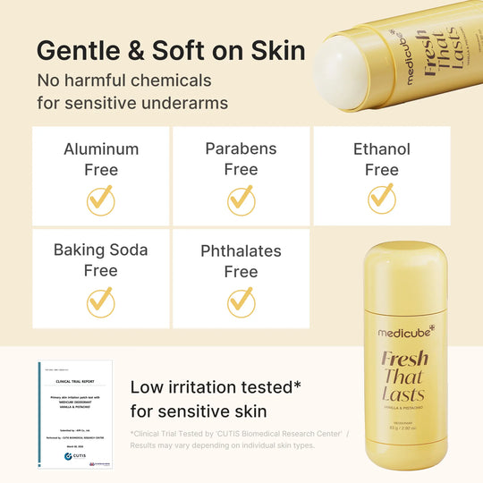 [NEW] [medicube] Deodorant Vanilla & Pistachio Fresh That Lasts | 24 Hour Odor Control, No Aluminum, Baking Soda, Parabens, Phthalates, Ethanol | Brightening & Smoothing for Dark Underarms with Koic Acid & Turmeric | Korean Skincare, K-Beauty