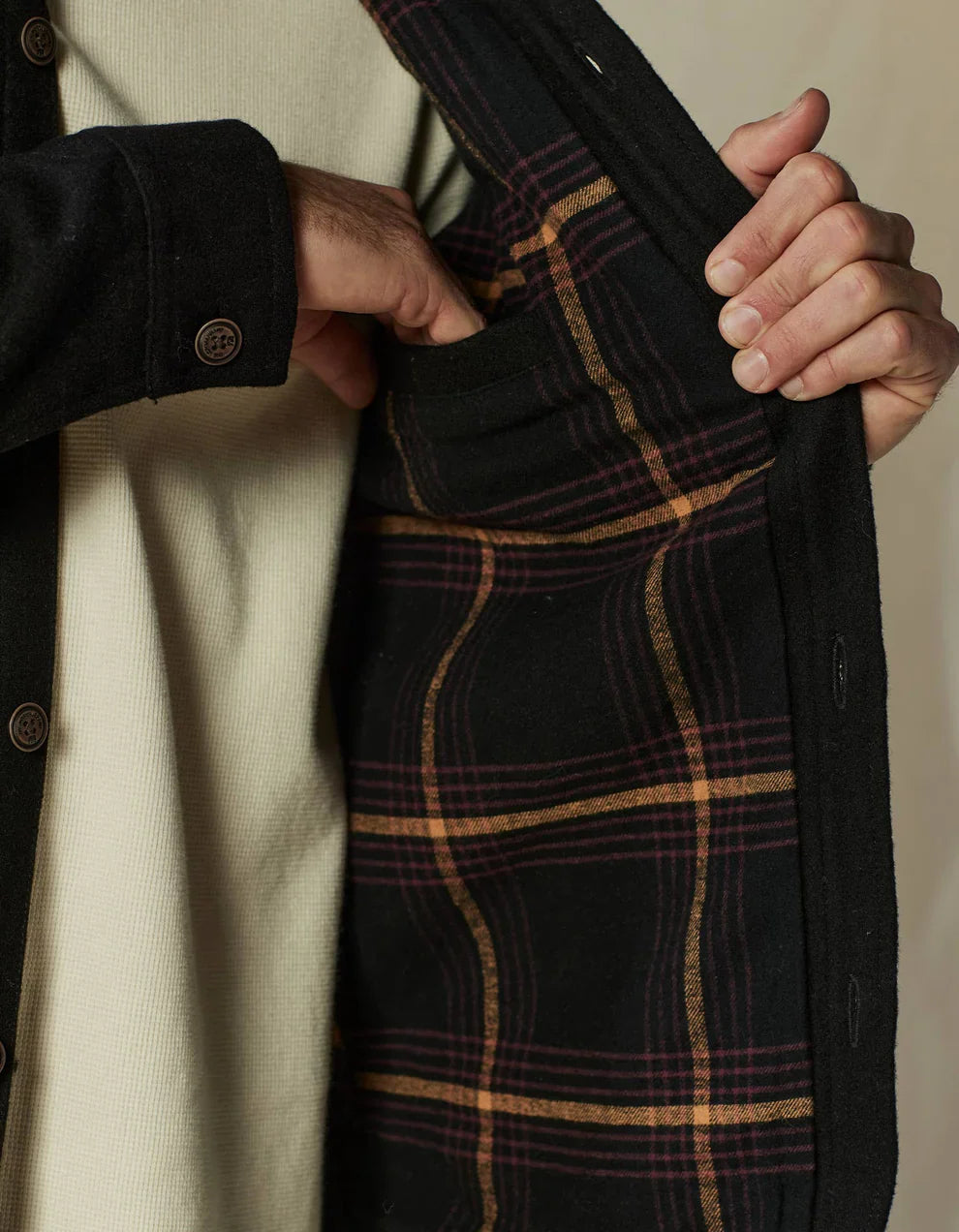 Flannel Lined Workwear Jacket in Navy Plaid