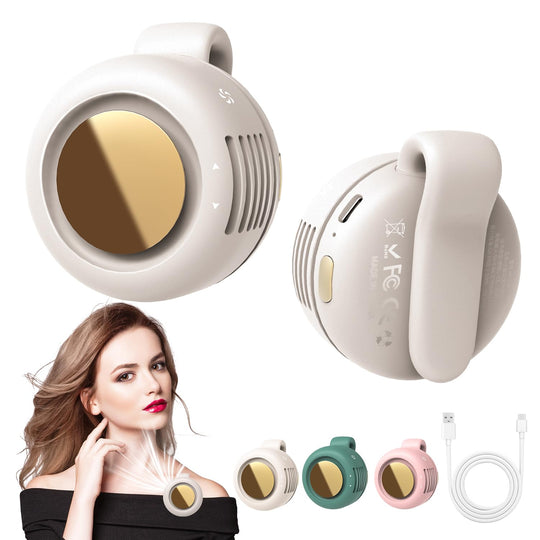 Mini Bladeless Fan. Portable, rechargeable, and silent. Features 3 adjustable speeds, a rotating body, and versatile use as a handheld, waist-mounted, or phone cooling fan. Ideal for outdoor travel,Perfect Gift