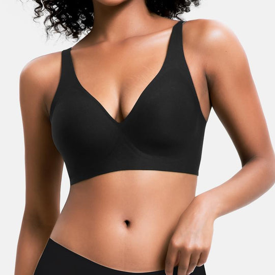 VRCOMFY Jelly Wireless Womens Comfortable Wireless Bras Push Up Bralettes Seamless Tshirts Bras Deep V Everyday Bras