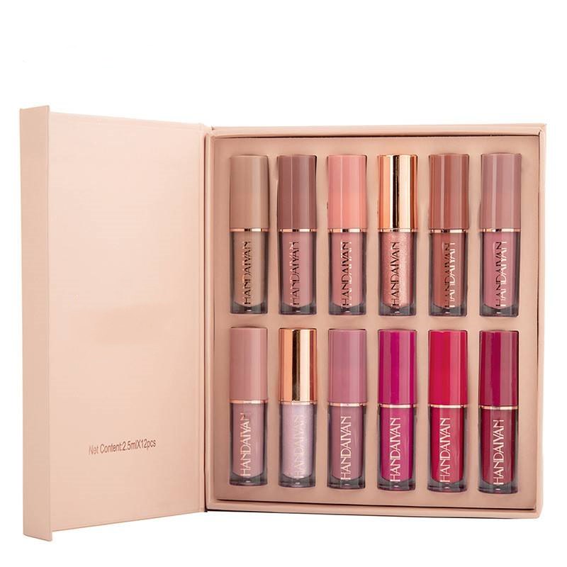 🛒 BUY 2 GET 1 FREE! 🎀 12-Color Book Lip Gloss Set – Shimmery Shades, Moisturizing Formula & Mini Portable Design 💄✨