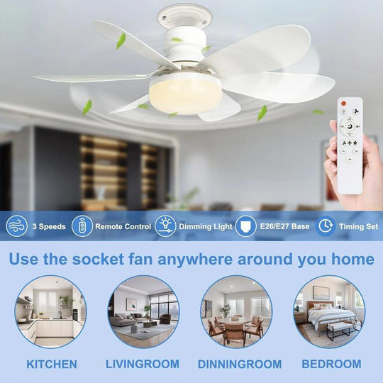 40W LED Ceiling Fan Light 20.5in with Remote Control - E27 & B22 Adapter | Quiet Fan Light for Bedroom, Kitchen, Garage