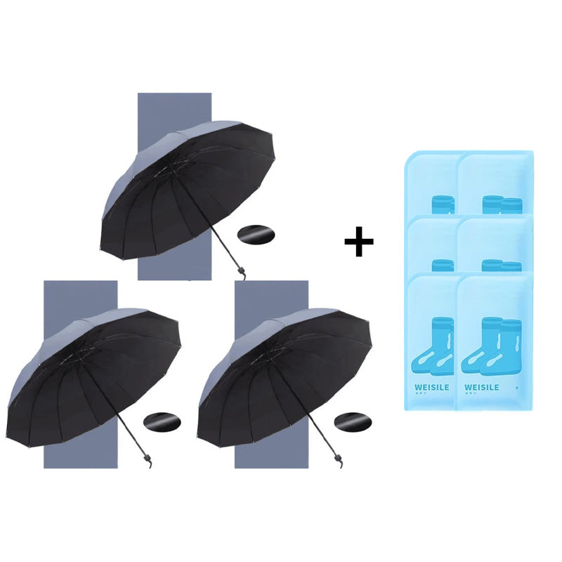 ⏳Aikarajoitettu 50%Alennus⏰12-ribinen suuri kokoontaitettava tuulenpitävä sateenvarjo🌂