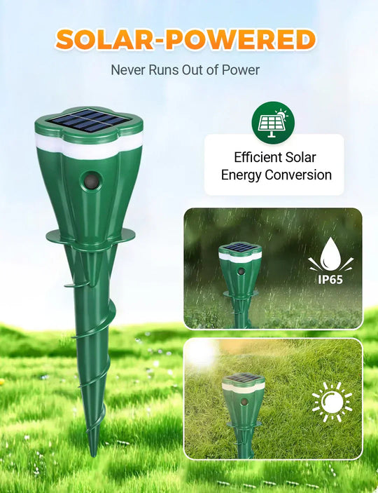 🌸Spring Sale ☘️Outdoors Solar Powered Waterproof Screw Mole Repellent