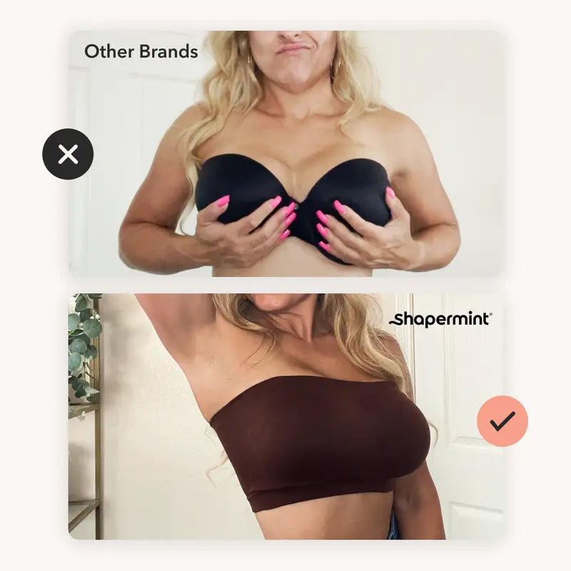 Shapermint Truekind Convertible Strapless Bandeau Bra with Wireless Comfort, Anti-Slip Grip & Removable Straps Fit Outfits