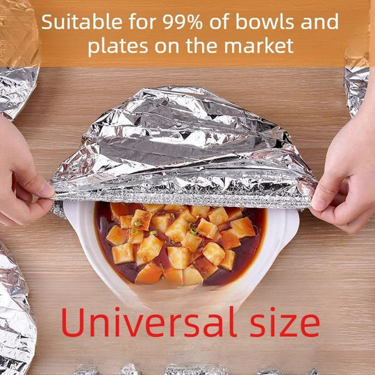🥡🍲 Aluminum Foil Heat-Retaining Cover – Locks heat for hours, microwave safe. Reusable, eco-friendly. Keep every meal hot! ♻️✨