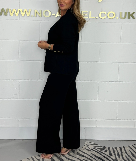 🖤Hlače od mekog pletenja sa zlatnim gumbima, kombinacija