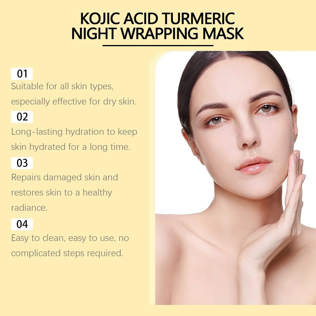 [Medicubeofficial] Kojic Acid Gurmeric Night Wrapping Mask | Overnatt Wrapping Mask, Morning Shed, Gurkmeja, niacinamid, C -vitamin