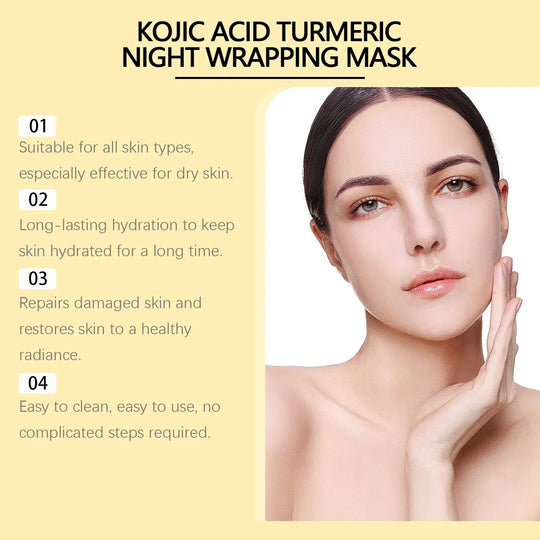 [Medicubeofficial] Kojic Acid Gurmeric Night Wrapping Mask | Overnatt Wrapping Mask, Morning Shed, Gurkmeja, niacinamid, C -vitamin