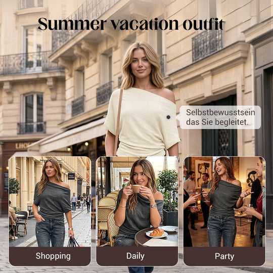 ⏳Limited-time 49% off⏰Women's Asymmetrical Off-Shoulder Batwing Sleeve Top👚