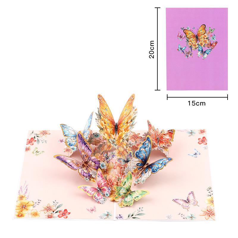 【Kreativ present】 3D Pop Up Butterfly Gratulationskort med kuvert, 2 Counts Creative Födelsedagskort, Uppskattningskort, Julhälsningskort, present till familjens vänner Lärare och fjärilsälskare