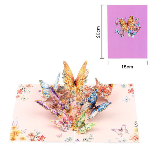 【Kreativ present】 3D Pop Up Butterfly Gratulationskort med kuvert, 2 Counts Creative Födelsedagskort, Uppskattningskort, Julhälsningskort, present till familjens vänner Lärare och fjärilsälskare
